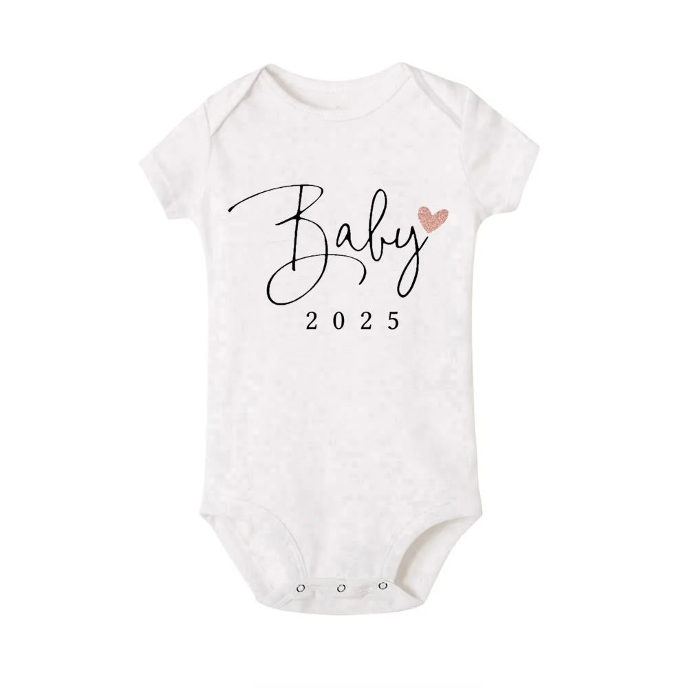 Baby Coming Soon 2025 Announcement Newborn Bodysuit Baby Romper Summer Boys Girls Outfits Body Pregnancy Reveal Clothes Jumpsuit