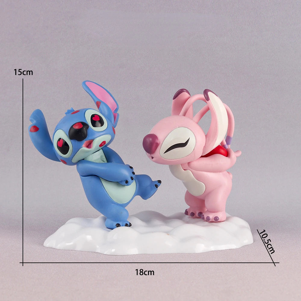 Disney Stitch Lovers Model Doll Angel Kissing Stitch Statue Desktop Display Figurines Ornaments Valentine's Day girlfriend Gifts