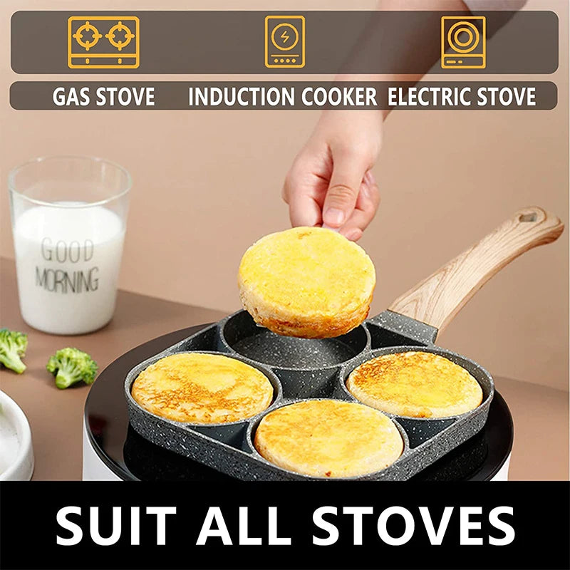 2/4-Hole Frying Pot Pan Thickened Omelet Pan Non-stick Egg Pancake Steak Pan Cooking Egg Ham Pans Breakfast Maker Cookware Pan