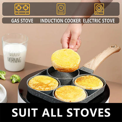 2/4-Hole Frying Pot Pan Thickened Omelet Pan Non-stick Egg Pancake Steak Pan Cooking Egg Ham Pans Breakfast Maker Cookware Pan