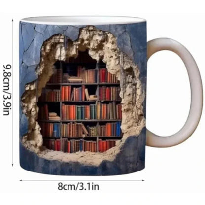 Ceramic 3D  Library Book Mug Shelf Mug Creative Space Design Multi-Purpose Mug Coffee Cup Study Milk Cup Friends Birthday Gift