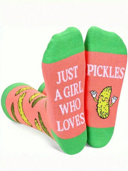 POTDEMIEL 1 Pair Of Men's Funny Pickle Socks - Novelty Gifts For Pickle Lovers - , Knitted Animal Pattern Fun Socks Crazy Happy