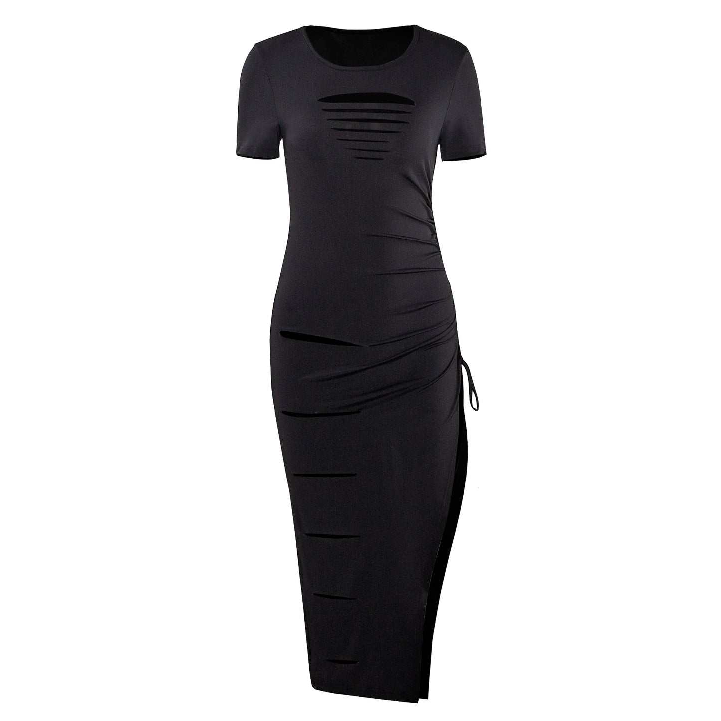 Women's Sexy Solid Color High Slit Dress With Hollowed Out Fashion Party And Street Dressing