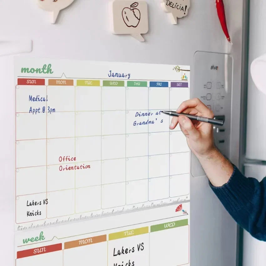 Magnetic Monthly Weekly Planner Calendar Table Dry Erase Whiteboard Blackboard Fridge Sticker Message Board Menu