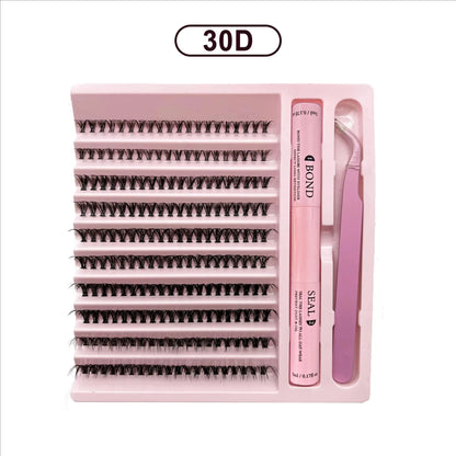 MJ DIY Lashes Extension Kit Eyelashes 200 PCS Clusters Lash Bond and Seal Makeup Tools for Gluing Lashes Gluing Glue Accessories