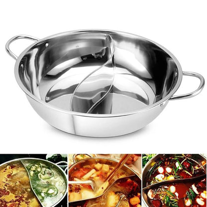 28/30cm Hot Pot Twin Divided Stainless Steel 28cm Cookware Hot Pot Ruled Compatible Double-flavor Hot Pot Cooking Erwei Hot Pot