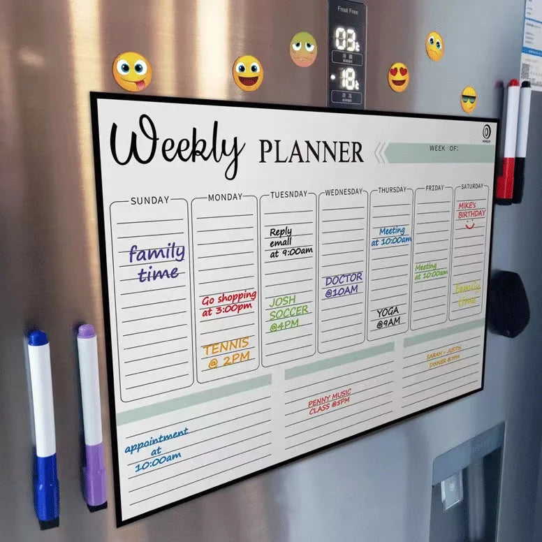 2024 New Magnetic Monthly Weekly Planner Calendar Table Dry Erase Whiteboard Blackboard Fridge Sticker Message Board Menu