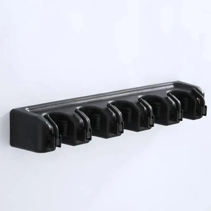 Wall Mounted Mop Holder 5 Position Multi-Functional Broom Hanger Shelf Home Kitchen Storage Black Magic Plastic Mop Holder