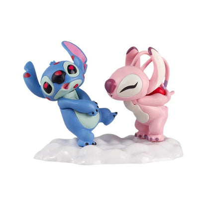 Disney Stitch Lovers Model Doll Angel Kissing Stitch Statue Desktop Display Figurines Ornaments Valentine's Day girlfriend Gifts