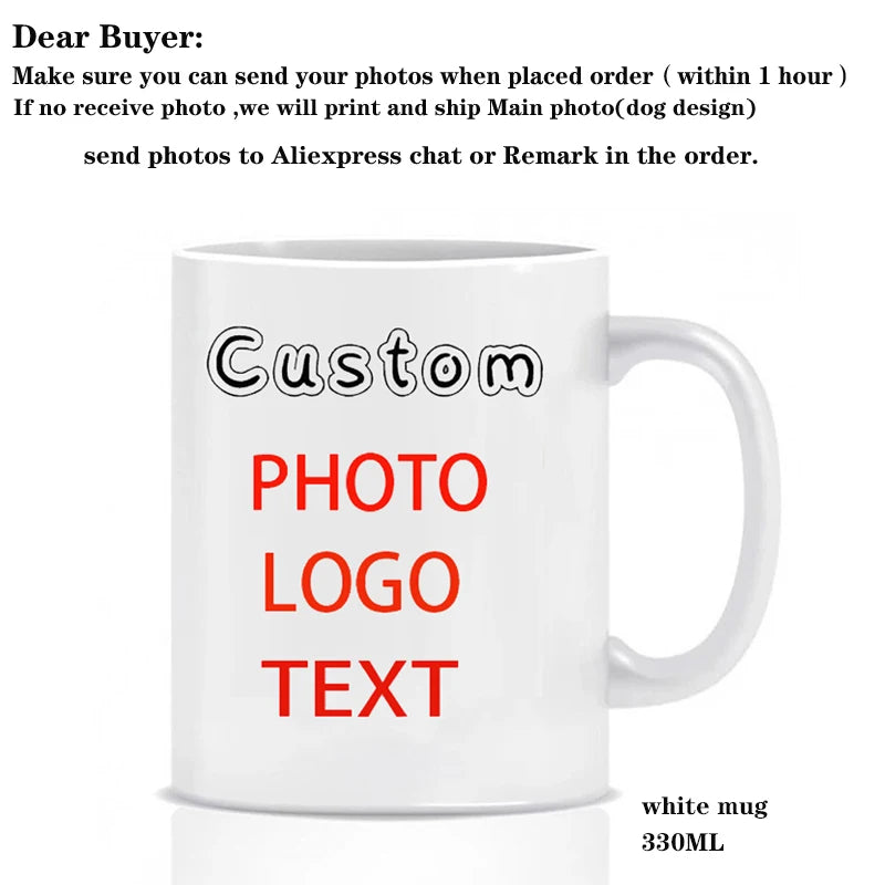 Personalized Family Photo Mug, Customize Kids,Lovers,Logo, Text, Dog, Cat ,photos Mugs, Tea Milk Cup, Mother's Day Gift 330ML