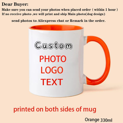 Personalized Family Photo Mug, Customize Kids,Lovers,Logo, Text, Dog, Cat ,photos Mugs, Tea Milk Cup, Mother's Day Gift 330ML