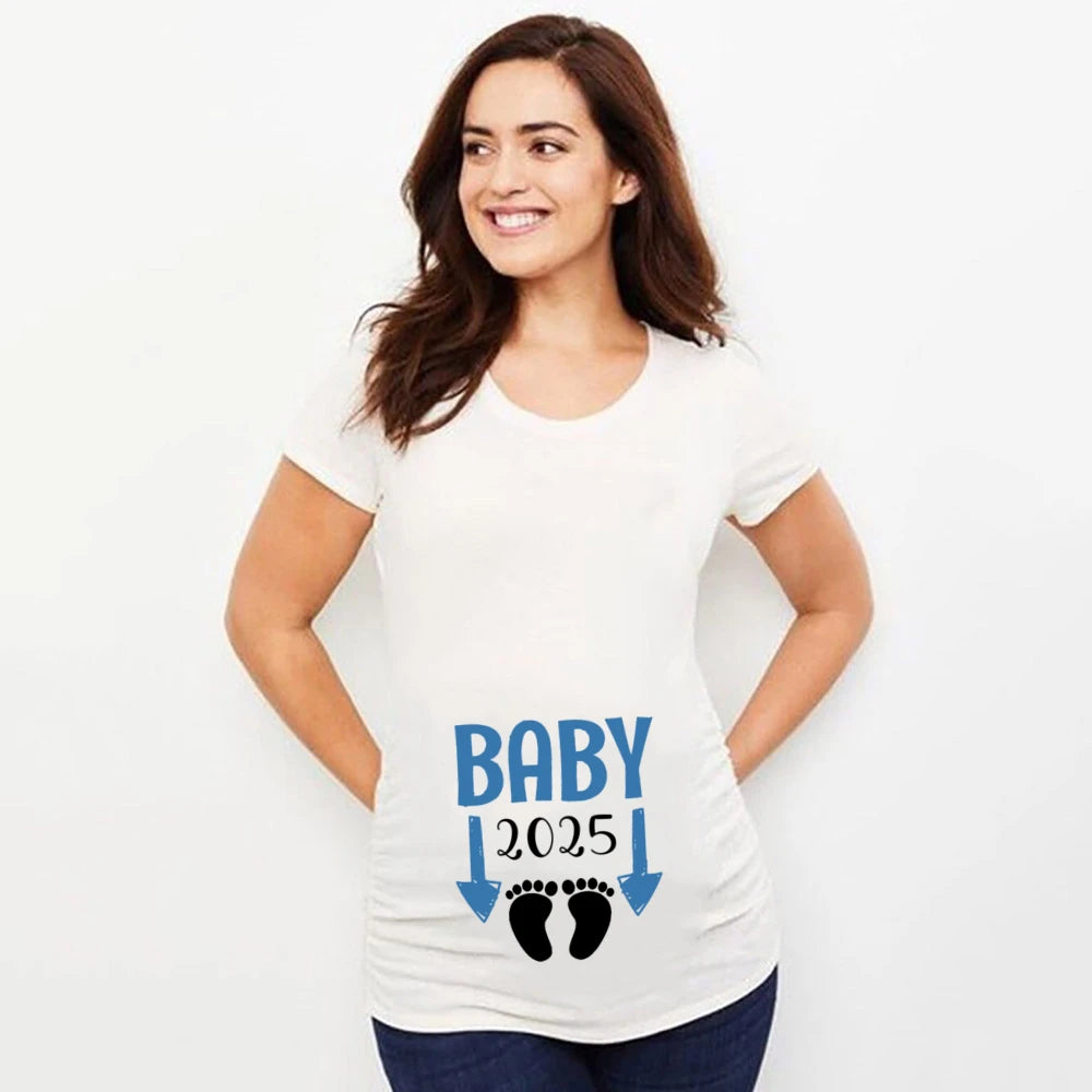 Baby Loading 2025 Print Pregnant T-Shirt Maternity Short Sleeve T Shirts Pregnancy Announcement Tops New Mom Tshirt Clothes Tees