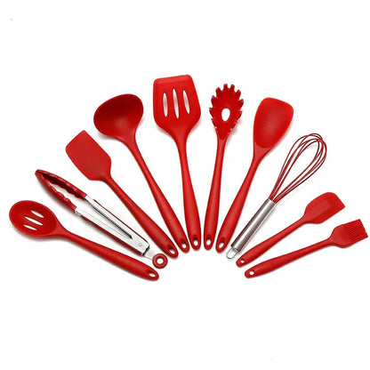 10 PCS Silicone Cookware Set Kitchen Cooking Tools Baking Tools Tableware Silicone Shovel Spoon Scraper Kitchen Accessories