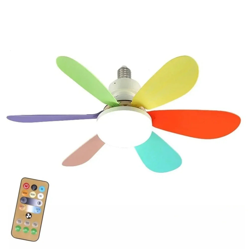 LED 40W ceiling fan light E27 with remote control for dimming, suitable for living room, study, household use, 85-265V