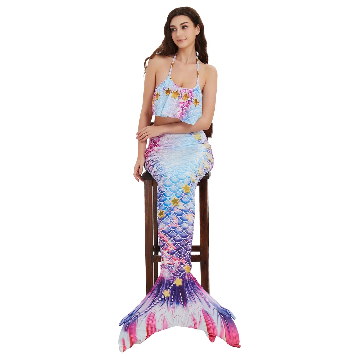 Adult Woman Mermaid Tails Swimming Dress Princess Swim Clothes Swimsuit Cosplay Costumes Beach Bikini Swimwear Bathing Clothing