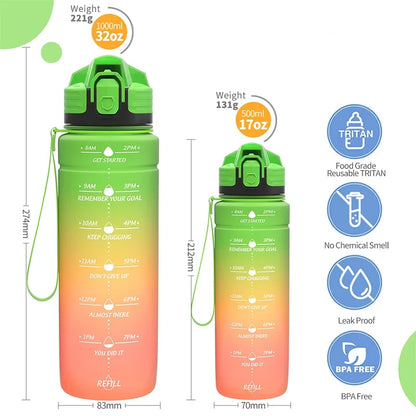 NEW Summer 500/1000ML Frosted Sports Water Bottle Portable Leak-proof Seal BPA-free Gourd Drinking Bottle Healthy Tritan Bottle