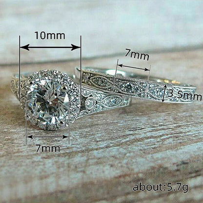 18k White Gold Fashion four Prong Wedding Ring for Women 2 Carat Diamond Engagement Femme Ring Bride Valentines Gift for Girl