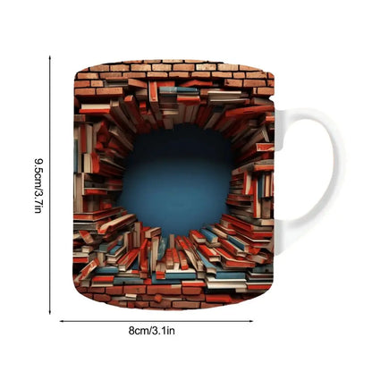 3D Bookshelf Mug Multi-Purpose Ceramic Mug Creative Space Design Book Club Cup Library Shelf Mug for Birthday Christmas Gifts