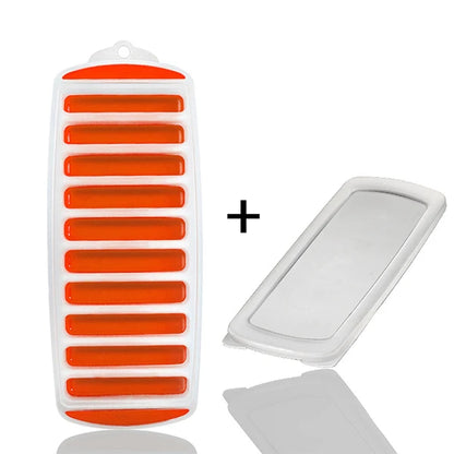 Pop Out Plastic Ice Cube Tray with Lid Reusable Ice Stick Tray Mold for Water and Sport Bottles