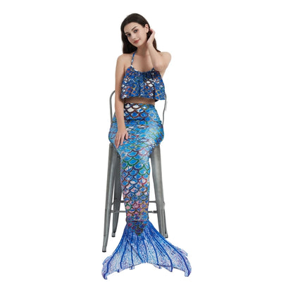 Adult Woman Mermaid Tails Swimming Dress Princess Swim Clothes Swimsuit Cosplay Costumes Beach Bikini Swimwear Bathing Clothing