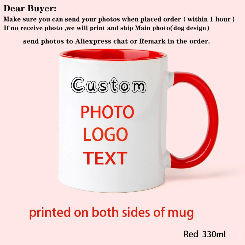 Personalized Family Photo Mug, Customize Kids,Lovers,Logo, Text, Dog, Cat ,photos Mugs, Tea Milk Cup, Mother's Day Gift 330ML