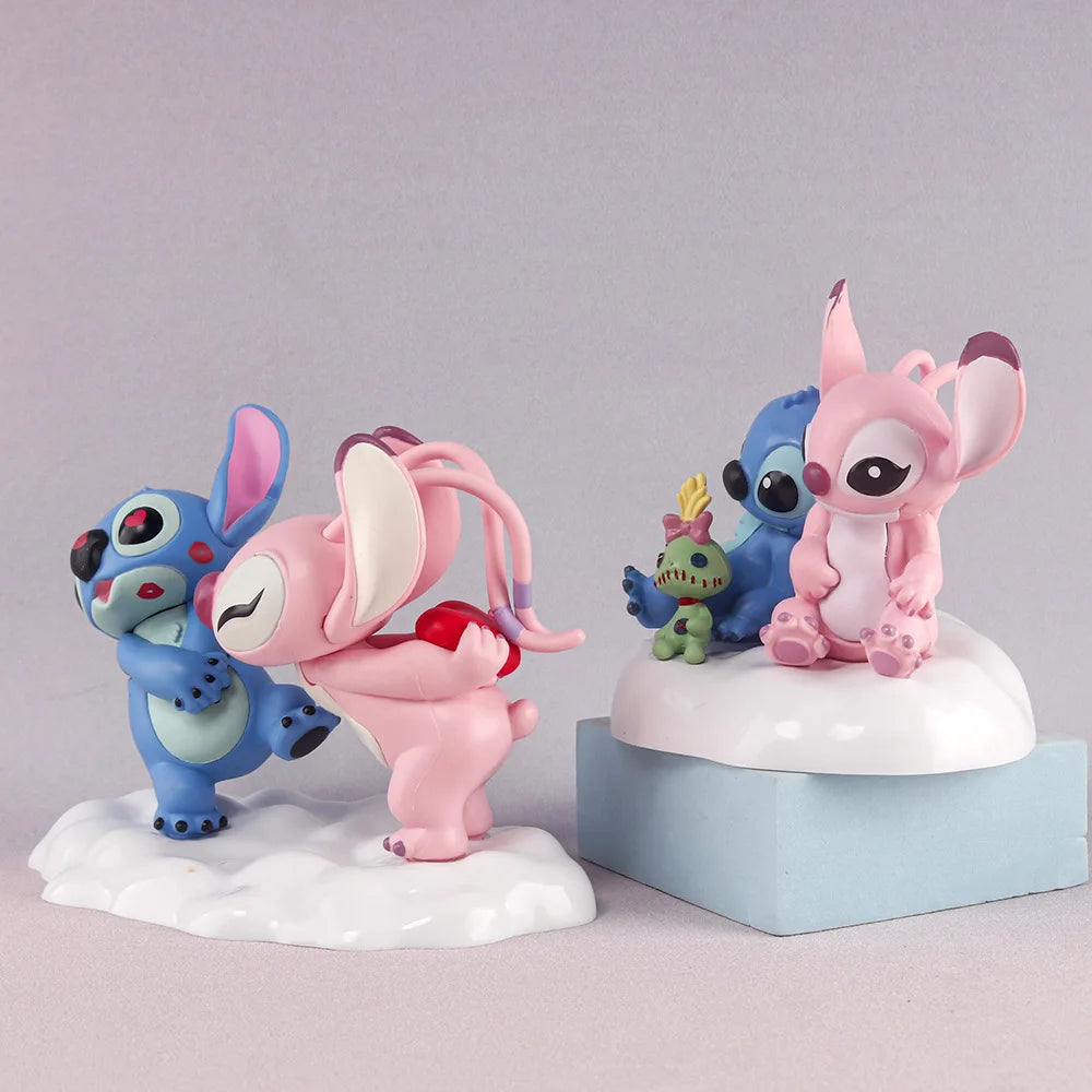 Disney Stitch Lovers Model Doll Angel Kissing Stitch Statue Desktop Display Figurines Ornaments Valentine's Day girlfriend Gifts