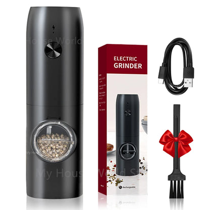 Electric Automatic Mill Pepper And Salt Grinder USB Charging Spice Salt Pepper Grinder With LED Light Adjustable Coarseness Mill