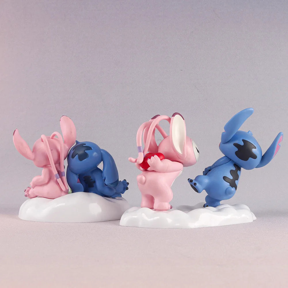 Disney Stitch Lovers Model Doll Angel Kissing Stitch Statue Desktop Display Figurines Ornaments Valentine's Day girlfriend Gifts