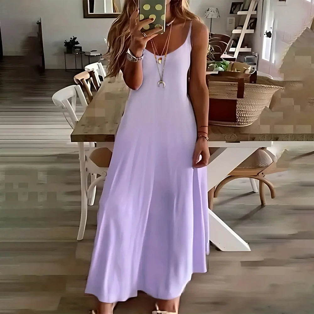 New Style Suspender Dress Colorful Gradient V-Neck Sleeveless Vest Maxi Dress Fashionable Backless Long Dress Summer For Women