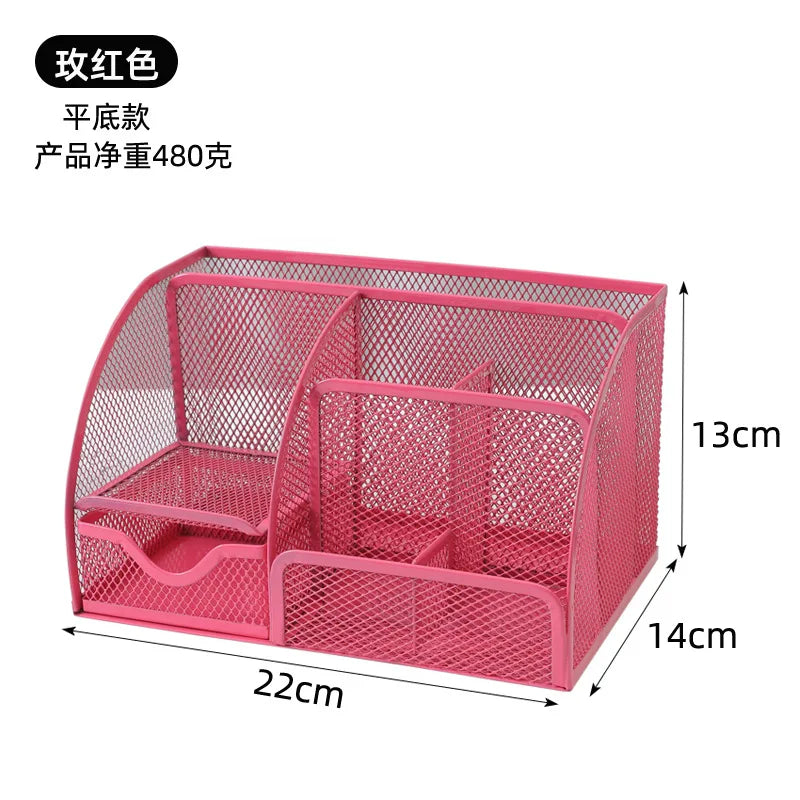 Multi grid metal creative pen holder and barrel wholesale multifunctional office stationery storage drawer style