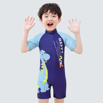 Baby Boy One-piece Swimsuit Short Sleeve Swimwear For Kids Toddler Girls Cartoon Unicorn Infant Korea Child Bathing Suit 원피스수영복