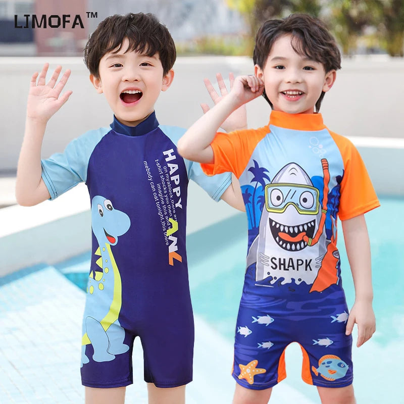 Baby Boy One-piece Swimsuit Short Sleeve Swimwear For Kids Toddler Girls Cartoon Unicorn Infant Korea Child Bathing Suit 원피스수영복