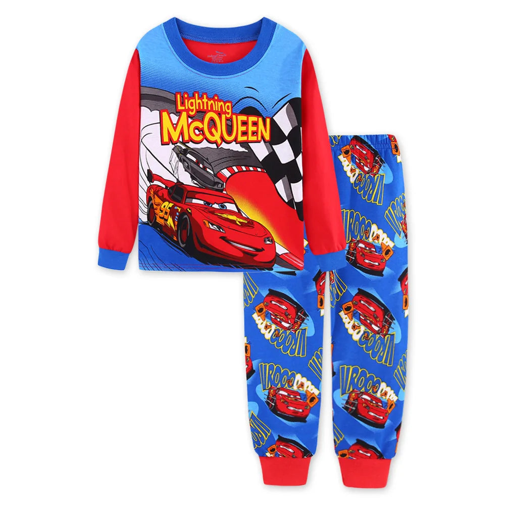 Spring Autumn Children's Clothing Sets Boys 95 Cars McQueen Cartoon Sleepwear Clothes Kids Pajamas Set Baby Girls Cotton Pyjamas