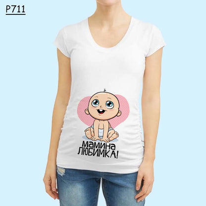 Cute Pregnant Women Maternity Clothes Baby Print Pregnant Funny T-shirt Summer Maternity Top Pregnancy Announcement New Baby Tee