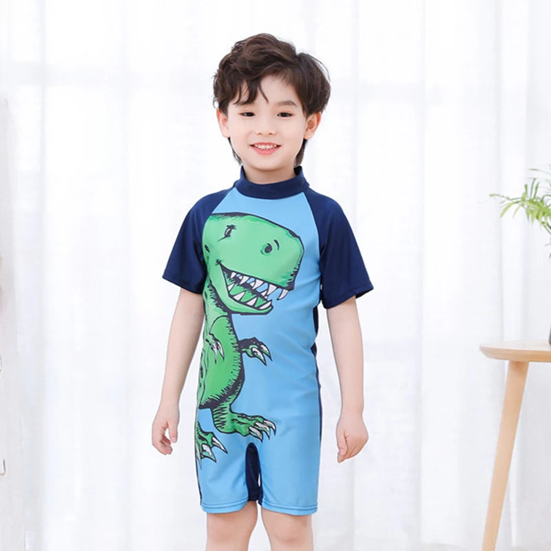 Baby Boy One-piece Swimsuit Short Sleeve Swimwear For Kids Toddler Girls Cartoon Unicorn Infant Korea Child Bathing Suit 원피스수영복