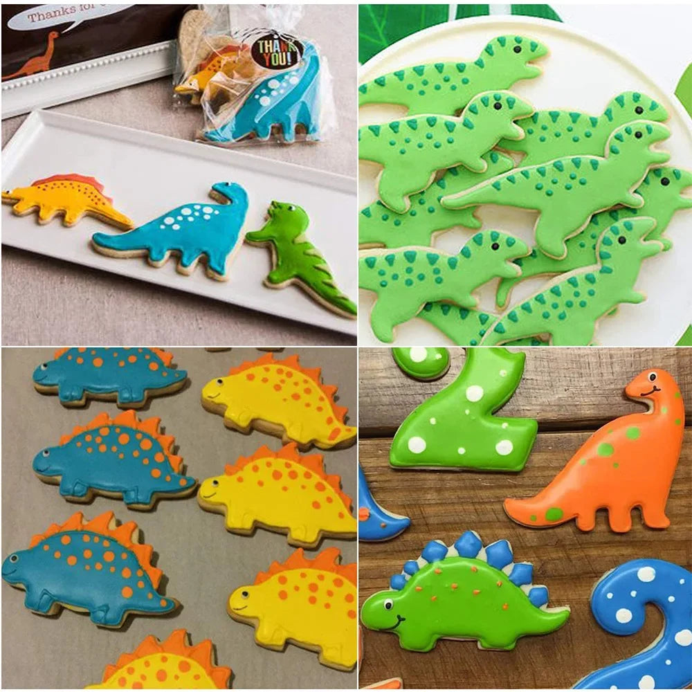 7pcs/set Stainless Dino Dinosaur Cookie Cutter Food Drawings Baking for Children Bake Supplies Tools