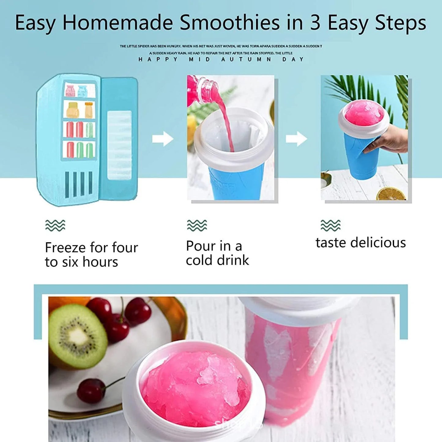 Homemade Smoothie Cup Quick Freezing Ice Cream Bottle DIY Summer Ice Cup Portable Squeezable Slushie Cups