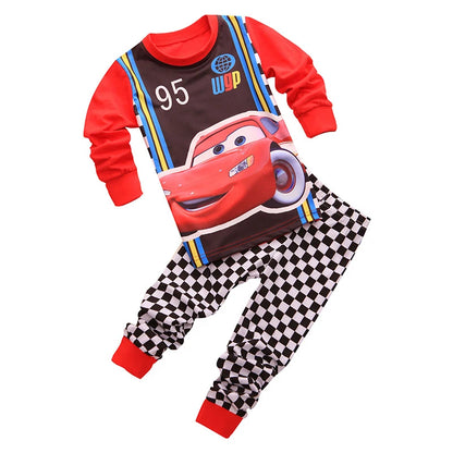 Spring Autumn Children's Clothing Sets Boys 95 Cars McQueen Cartoon Sleepwear Clothes Kids Pajamas Set Baby Girls Cotton Pyjamas