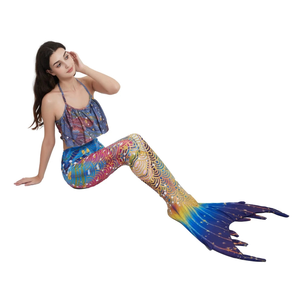 Adult Woman Mermaid Tails Swimming Dress Princess Swim Clothes Swimsuit Cosplay Costumes Beach Bikini Swimwear Bathing Clothing