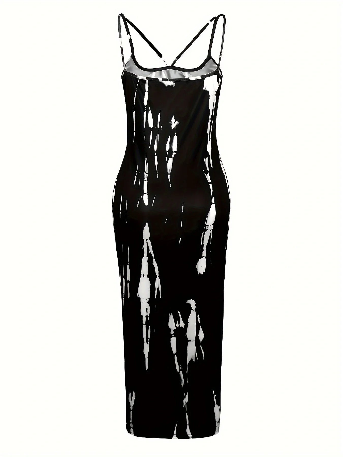 2024 Summer women's sexy, women's plus random print lace-up cut Cami Maxi plus-size dress