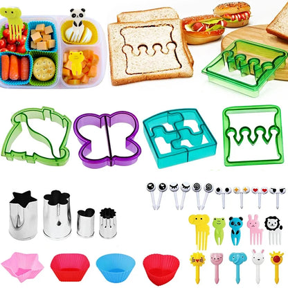 Plastic Sandwich Cutter Set For Kids Children Food Cookies Bread Toast Maker Mold Fruit Vegetable Cutters Shapes Baking Tools