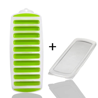 Pop Out Plastic Ice Cube Tray with Lid Reusable Ice Stick Tray Mold for Water and Sport Bottles